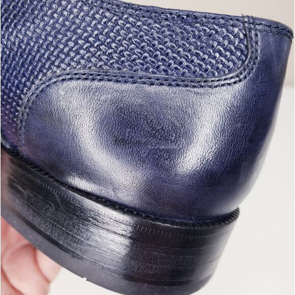 COLE HAAN Cap Toe Oxford Leather Dress Shoes Navy Basket Weave Men's Size 9M - Picture 14 of 16